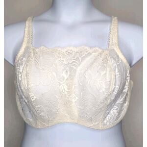 Lunaire Camisole Lace Underwire Bra Size 40DDD Ivory Cream Full Coverage Modest